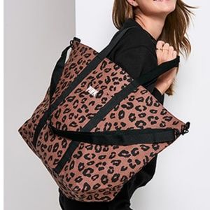 VS PINK leopard tote bag weekender